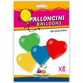 PALLONCINI LATTICE MEDI &Oslash; 25 CM. CUORE COLORI ASSORTITI BUSTA 8 PZ. ROCCA FUN FACTORY