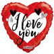 PALLONCINO IN MYLAR CUORE ROSSO E BIANCO "I LOVE YOU" CM. 45 KALEIDOSCOPE