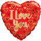 PALLONCINO IN MYLAR CUORE ORO E ROSSO "I LOVE YOU" CM. 45 KALEIDOSCOPE