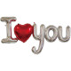 PALLONCINO IN MYLAR SCRITTA ARGENTO E ROSSO "I ♥YOU" CM. 123 ROCCA FUN FACTORY