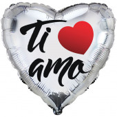 PALLONCINO IN MYLAR CUORE ARGENTO "TI AMO" CM. 45 ROCCA FUN FACTORY
