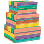 SET 3 SCATOLE REGALO IN CARTONE CON COPERCHIO GRANDI LARGE LINES KARTOS