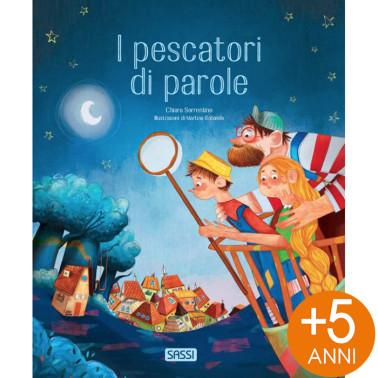 LIBRO CARTONATO ILLUSTRATO 23X28 I PESCATORI DI PAROLE SASSI