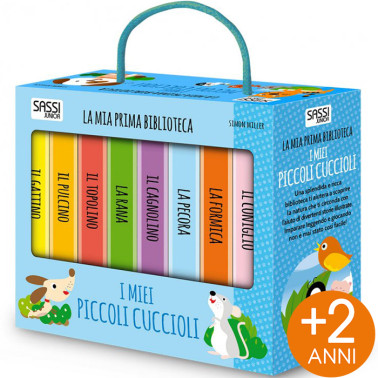 SET 8 MINI LIBRI CARTONATI ILLUSTRATI LA MIA PRIMA BIBLIOTECA I MIEI PICCOLI CUCCIOLI SASSI