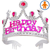 TIARA HAPPY BIRTHDAY ARGENTO CON GEMME ROSA WIDMANN