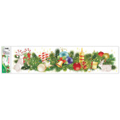 VETROFANIA NATALE COLORATA ORIZZONTALE 64X15 GLITTER LEBEZ