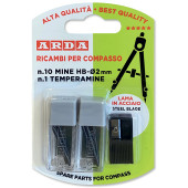 SET RICAMBI PER COMPASSO 10 MINE HB &Oslash; 2 MM. + AFFILAMINE ARDA