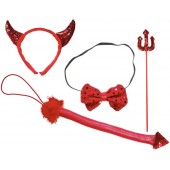 SET TRAVESTIMENTO DIAVOLESSA CON CORNA, FARFALLINO, CODA E FORCONE WIDMANN