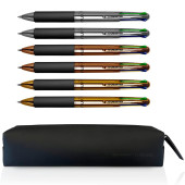 ASTUCCIO SOFT TOUCH CON 6 PENNE SFERA 4 COLORI CHROME BLACK GRIP 4MULTI OSAMA