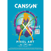 CARTA DISEGNO GRANA LISCIA QUADERETTI 5 MM. 120 GR. A4 BLOCCO 40 FOGLI XSMART PIXEL ART CANSON