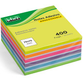 CUBO FOGLI ADESIVI RIPOSIZIONABILI 75X75 COLORI NEON + BIANCO MEMOSTICK LEBEZ