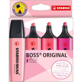 EVIDENZIATORE BOSS ORIGINAL SHADES OF PINK SET 4 COLORI STABILO